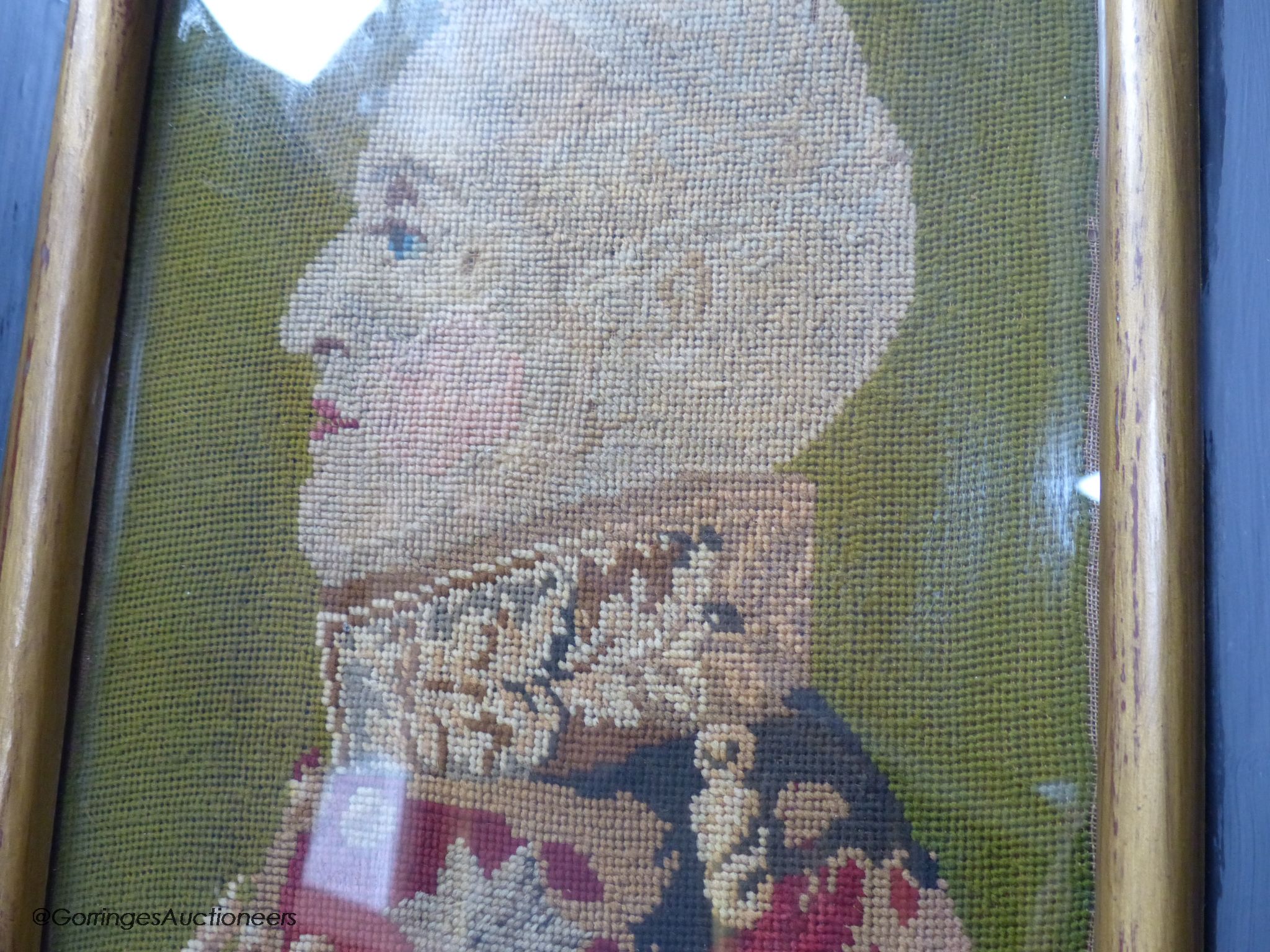 A 19th century petit-point needlework portrait, Duke of Wellington